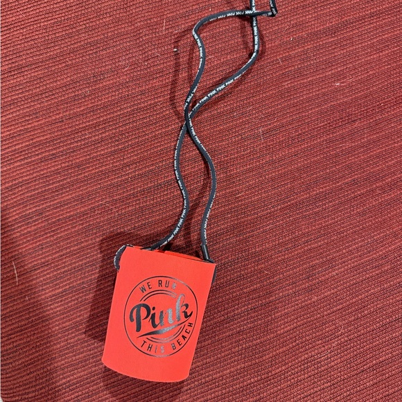 NWOT PINK Victoria's Secret Reddish pink  coozie Drink Holder - Picture 1 of 7